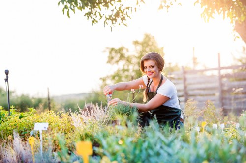 Landscapers sorting green waste for recycling in Wallington